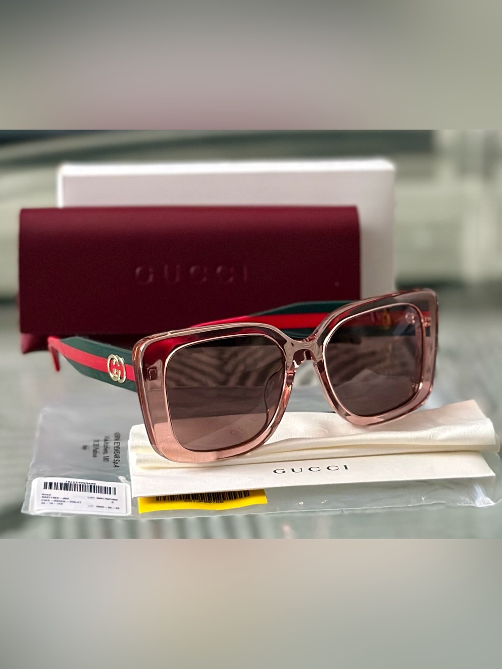 New GUCCI  Sherry-line Violet Square Ladies Sunglasses